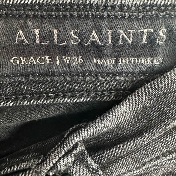 All Saints Grace Black Distressed Denim Skinny Jeans Size 26 - Picture 4 of 11